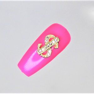 3D CZ Gold Fashion Dollar Sign Nail Charms - 2 ea